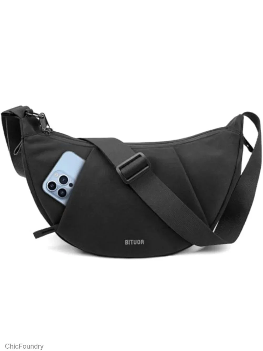 Anti-theft Crescent Crossbody Bag Women Nylon Hobo Purse with Adjustable Strap